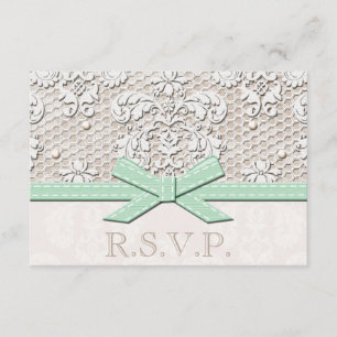 Minze Vintage Spitzen-UAWG-Hochzeitskarten RSVP Karte
