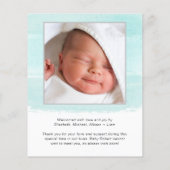 Minze Wasserfarbe Foto Geburtsankündigung (Rückseite)