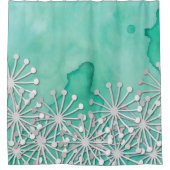 Minze Wasserfarbe und weiße Blume Duschvorhang (Vorderseite)