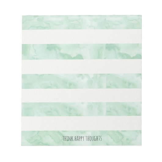 Minze Wasserfarben Streifen Personalisiert Notizblock (Vorderseite)