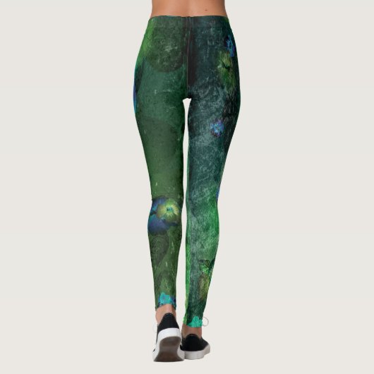 Minze Wasserfarbenmuster Leggings (Rückseite)