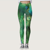 Minze Wasserfarbenmuster Leggings (Vorderseite)