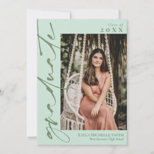 Minze & Watercress Calligraphy Foto Abschluss Einladung