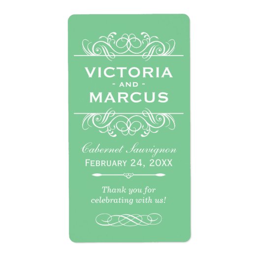 Minze Wedding Wine Bottle Monogram Fevor Labels (Vorne)