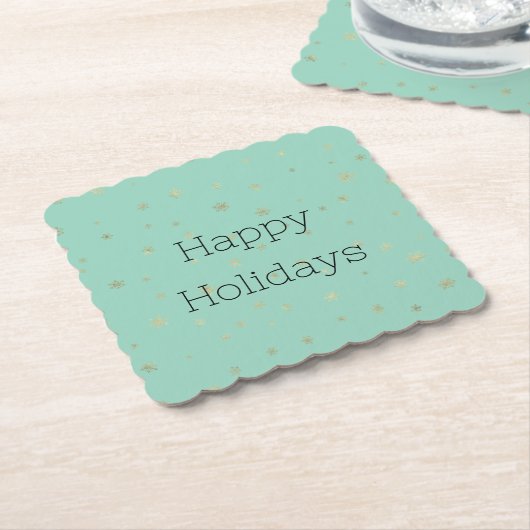 Minze Weihnachten Gold Schneeflocken Untersetzer (angewinkelt)