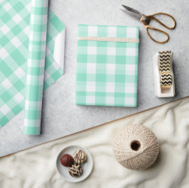 Minze Weiß Frische Sommerbrise Karomuster Geschenkpapier
