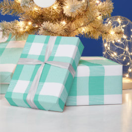 Minze Weiß Frische Sommerbrise Karomuster Geschenkpapier