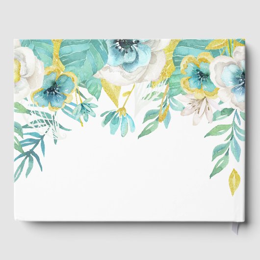 Minze weiß| Gelbe Wasserfarbenhochzeit Gästebuch (Rückseite)