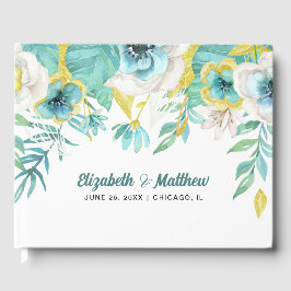 Minze weiß| Gelbe Wasserfarbenhochzeit Gästebuch