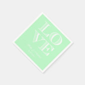 Minze, weiße LIEBE Napkins Serviette (Ecke)