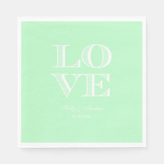 Minze, weiße LIEBE Napkins Serviette (Vorderseite)