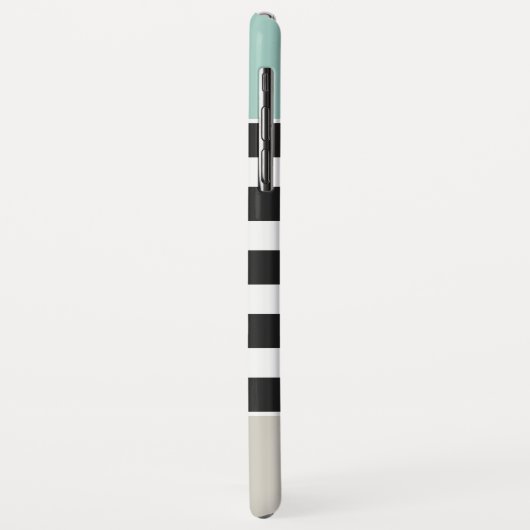 Minze, weiße schwarze Streifen - schlicht elegant Case-Mate iPhone Hülle (Hinten/Links)