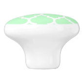 Minze weißes marokkanisches Quatrefolienmuster #4 Keramikknauf (Seitenansicht)