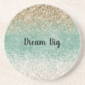 Minze White Glam Gold Sparkle Glitzer Getränkeuntersetzer (Vorne)