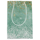 Minze White Glam Gold Sparkle Glitzer Mittlere Geschenktüte (Vorderseite)