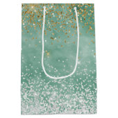 Minze White Glam Gold Sparkle Glitzer Mittlere Geschenktüte (Rückseite)