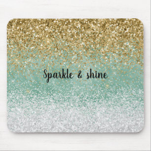 Minze White Glam Gold Sparkle Glitzer Mousepad