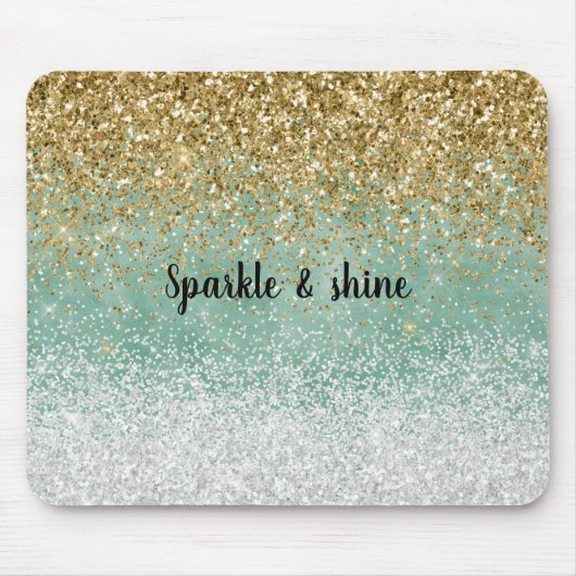 Minze White Glam Gold Sparkle Glitzer Mousepad (Vorne)