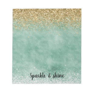 Minze White Glam Gold Sparkle Glitzer Notizblock