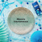 Minze White Glam Gold Sparkle Glitzer Pappteller (Party)