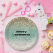Minze White Glam Gold Sparkle Glitzer Pappteller (Party)