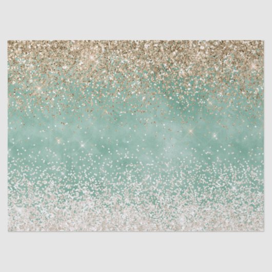 Minze White Glam Gold Sparkle Glitzer Seidenpapier (Vorderseite)