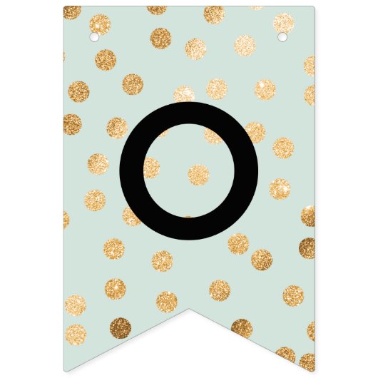 Minze White Imitats Gold Glitzer Dots Herzlichen G Wimpelkette (Zweite Fahne)