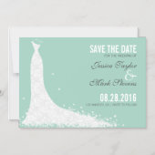 Minze & White Lace Hochzeitskleid Save the Date Magneteinladung (Vorderseite)