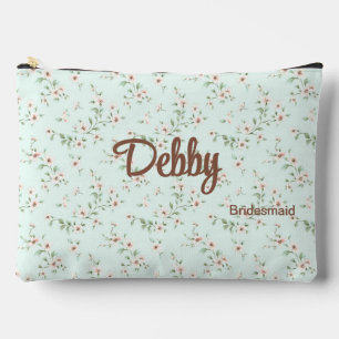 Minze + White Romantic Floral Wedding Party Zubehörtasche