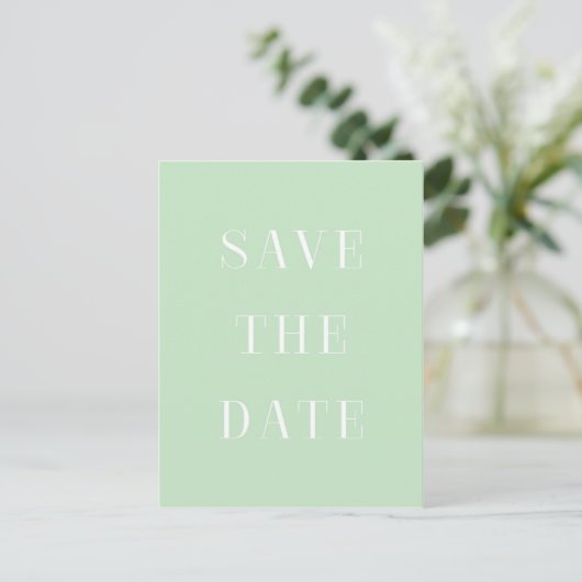 Minze & White SAVE THE DATE Moderne Postkarte (Stehend Vorderseite)