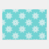 Minze White Snowflake Muster Geschenkpapier Set (Vorderseite)