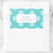 Minze White Snowflake Muster Labels Rechteckiger Aufkleber (Tasche)