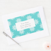 Minze White Snowflake Muster Labels Rechteckiger Aufkleber (Umschlag)