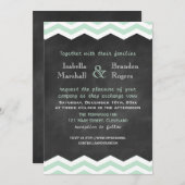 Minze & White Zickzack Chalkboard Einladung zur Ho (Vorne/Hinten)