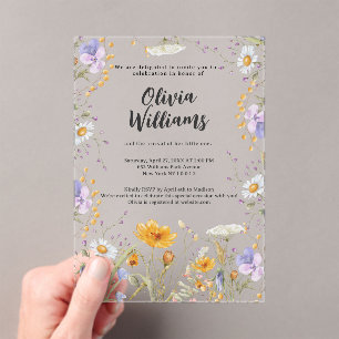 Minze Wildblumen Frühlingsflorales Baby Shower Acryleinladungen