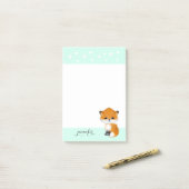 Minze Woodland Fox Heart Post it Note Post-it Klebezettel (Auf Schreibtisch)