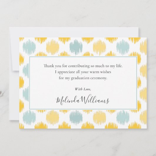 Minze & Yellow Monogram Foto Danke Abschluss Ankündigung (Rückseite)