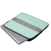 Minze Zickzack Graue Namensvorlage Laptopschutzhülle (Vorne Knopf)