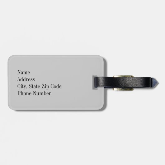 Minze Zickzack mit grauem Monogramm Gepäckanhänger (Rückseite horizontal)