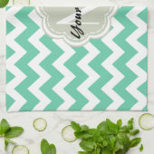 Minze Zickzack Monogramm, Personalisierter Name Handtuch (Gefaltet)