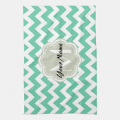 Minze Zickzack Monogramm, Personalisierter Name Handtuch (Vertikal)
