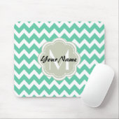 Minze Zickzack Monogramm, Personalisierter Name Mousepad (Mit Mouse)