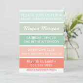 Minze zur korallenroten Brautparty-Einladung Einladung (Stehend Vorderseite)