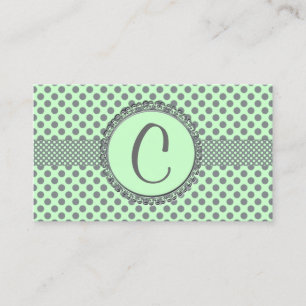 Minzen-Grün mit grauem Polka Punkt-Monogramm Visitenkarte