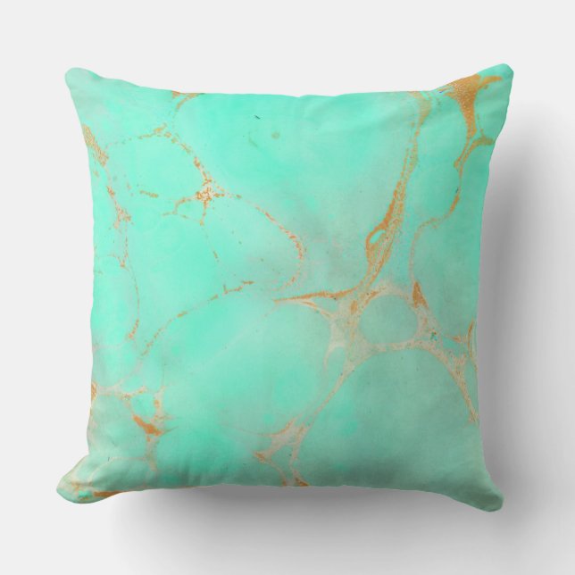 Minzen-u. Goldabstraktes Kissen (Vorderseite)