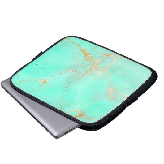 Minzen-u. Goldabstraktes Laptopschutzhülle (Vorne Knopf)