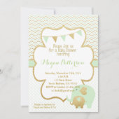 Minzen-und Goldelefant-Babyparty-Einladung Einladung (Vorderseite)