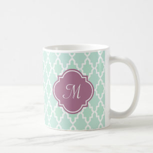 Minzen-und Pflaumen-Marokkaner-Monogramm Kaffeetasse