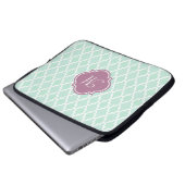 Minzen-und Pflaumen-Marokkaner-Monogramm Laptopschutzhülle (Vorne Knopf)