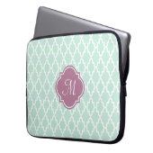 Minzen-und Pflaumen-Marokkaner-Monogramm Laptopschutzhülle (Vorderseite Links)